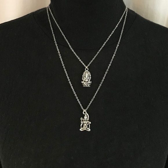Hindu Ganesha & Shiva Handmade 2-Layer Silver Necklace - Picture 6 of 15